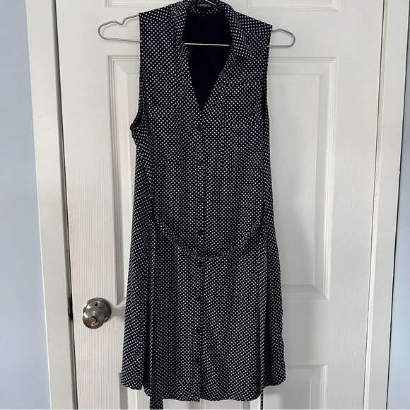 Express Navy Polka Dot Dress - Picture 3 of 5